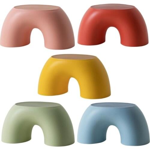 Y5JC Simple Semi-ring Rainbow Small Bench Home Indoor Chair Children Stool Footboard Furniture Stool Toy Sofa Kids Bedroom
