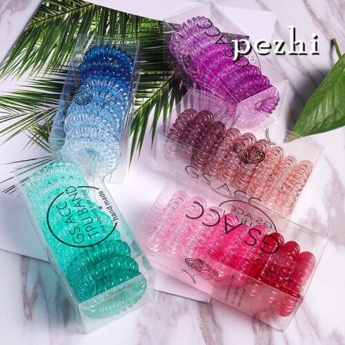 9pcs Creative gradient color elastic head rope female hair rope candy color transparent telephone line hair ring