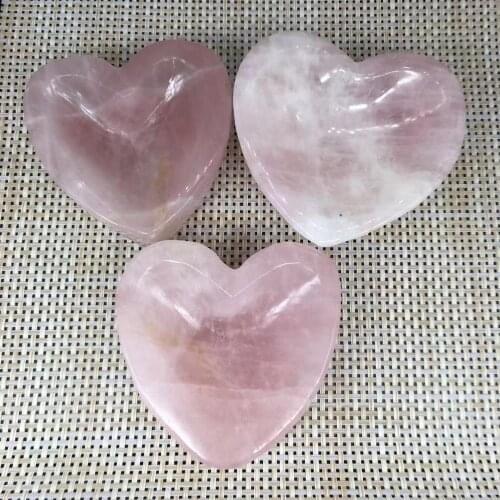 Rose quartz bowl natural stones and crystals healing heart shaped ashtray reiki decoration