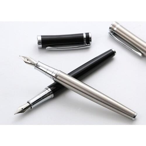 BAOER Practical Easy Handle ink Stainless Steel Metal Fountain Pen Medium Nib Calligraphy Office Signature School Supplies H6310
