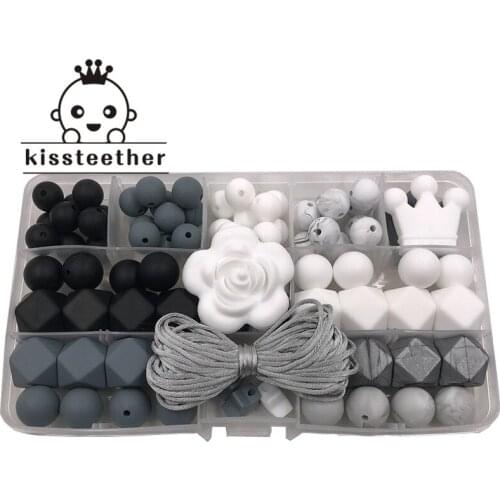 Silicone Teether Baby DIY Crafts Set Pacifier Clips Crib Toy Safe And Natural Silicone Bead Teether Necklace Pendants