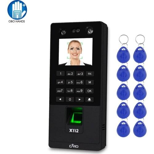 TCP/IP/USB Biometric Facial Access Control Keypad Software 2.8inch Fingerprint Face Time Attendance Machine with 10pcs Keyfobs