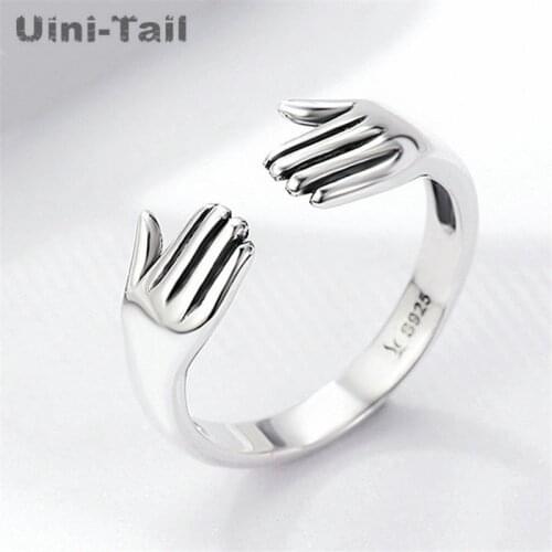 Uini-Tail new design hot selling 925 sterling silver give me a big hug open ring retro fashion creative personality high-quality