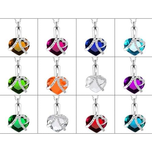Always in my heart Locket screw Heart cremation memorial ashes urn birthstone necklace jewelry keepsake pendant Gift