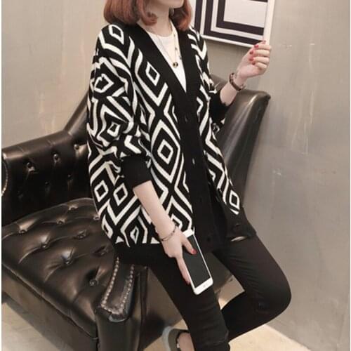 Womens Sweater 2021 Autumn Winte Wool Fashion Korean Knitted Cardigan Loose Knitting Jackets Coat Female Long Sleeve Femme