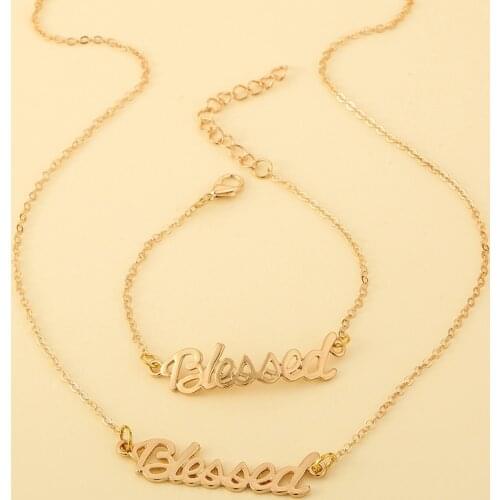 Fashion Letter Necklace Women Old English Blessed Pendants Necklaces Gold Color Chain Choker Jewelry Love Birthday Gifts