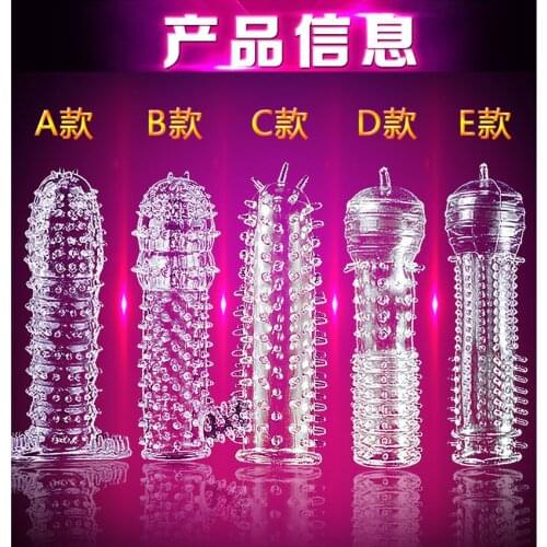 1PCS New Time Delay Crystal Penis Rings Reusable Condom Penis Sleeves Penis Extender Cock Rings Adult Sex Toys for Men 5 Types