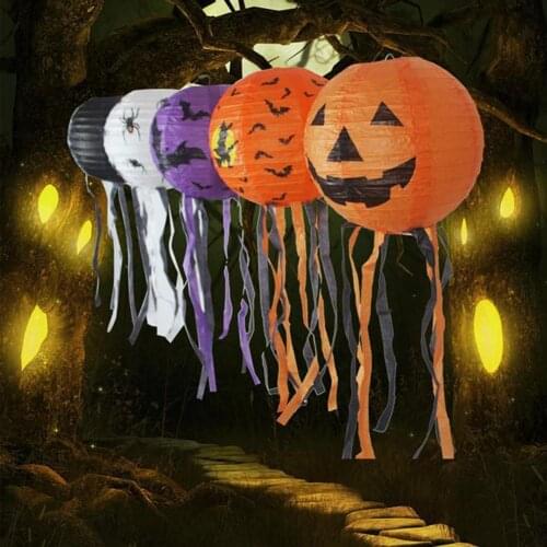 1Pc Durable Reusable Halloween Decoration Horror Skull Head Spider Pumpkin DIY Paper Hanging Lantern Фонарь Хэллоуина