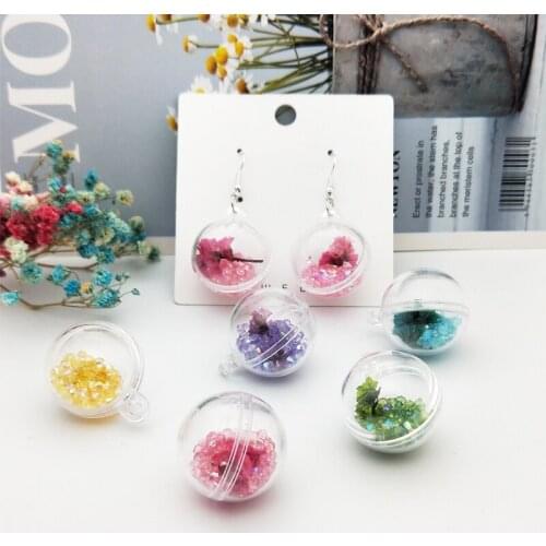 10pcs 25*32mm Acrylic Ball Charms Rhinestone Dryed Flower In Round Ball Pendants DIY Earrings Jewelry Accessories Handmade YZ623