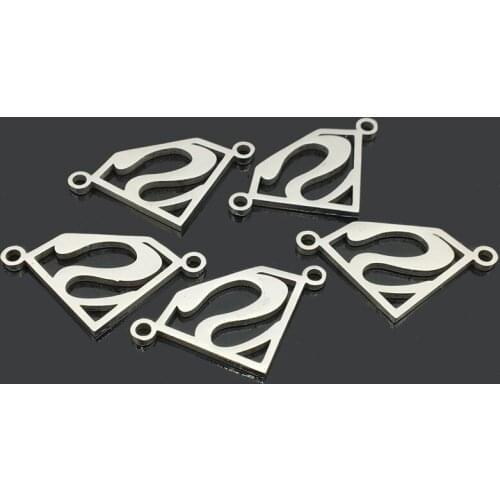 10pcs Super Man Stainless Steel Connect Pendant Two Hole Stainless Steel Charm for Wish Bracelet Necklace Making