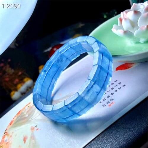 100% Natural Ocean Blue Aquamarine Bracelet For Woman Lady Man Stretch 12x10mm Rectangle Beads Crystal Gemstone Jewelry AAAAA