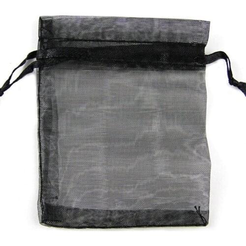 100Pcs Black Organza Bags Wedding Party Decoration Drawable Packaging Jewelry Candy Packaging Organza Bags & Pouches