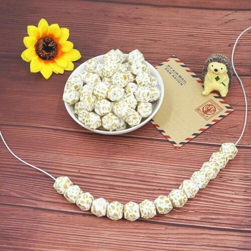 Chenkai 50PCS Baby Silicone Hexagon leopard Beads Teether Cartoon Fidget Toys Nursing Babies accessories newborn health Pacifier