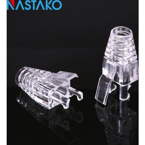 6.5mm RJ45 Connector Caps Cat5 Cat5e Cat6 RJ45 Plug Boots Strain Relief Ethernet Network Cable RJ45 Connector Cover Crystal