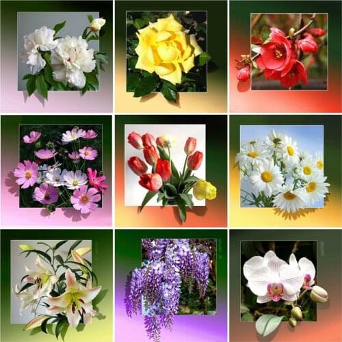 Huacan Diamond Mosaic Cross Stitch Embroidery Sets Daisy Rose 5D Diamond Painting Flower Modular Pictures Decoration For Home