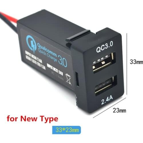 High Speed Dual Port USB Car Charger with 1 port QC3.0 Support fast charge for TOYOTA Corolla Auris Levin Camry Reiz RAV4 33*23