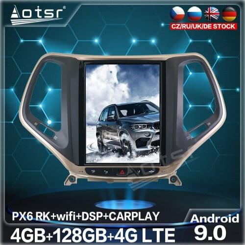 128GB Tesla Screen Car GPS NavigationFor JEEP Cherokee 2014-2019 Android 9.0 Car Radio Multimedia Video PlayerAutoradio Stereo