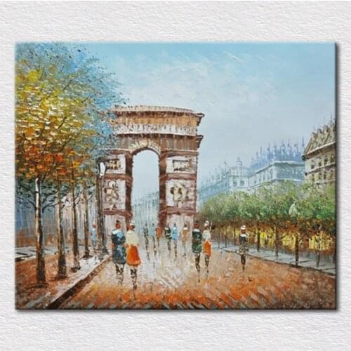 Free delivery paris picture cityscape oil painting wall pictures art Triumphal arch for living room wall decor