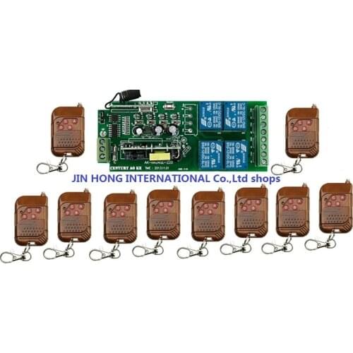 85V~260V 4CH 11pcc/lot RF Wireless Remote Control Relay Switch Security System Garage Door Gate Electric Doors & Mahogany color