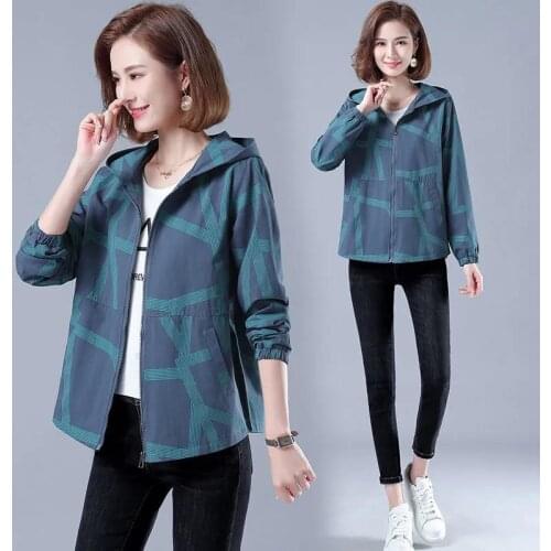 Casaco feminino Female Printing Coat Middle-Aged Elderly Plus Size 5XL Womens Spring Autumn Loose Jacket New Hooded Mother Outw