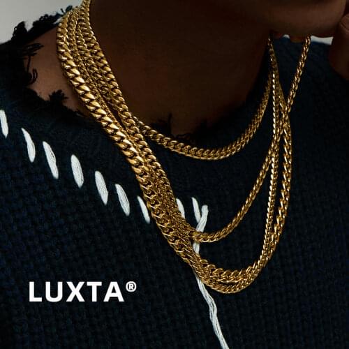 6mm/8mm/10mm/12mm/14mm Gold Stainless Steel Curb Cuban Link Chain Hiphop 18K Gold Plated Cuban Necklace For Men Women Long Size