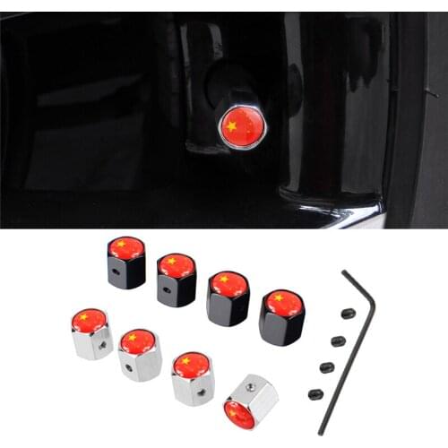 For China Flag Logo for Volvo Xc70 Skoda octavia Toyota Vitz Renault Lada kalina Dodge Antitheft Tire Valve Caps Car Accessories