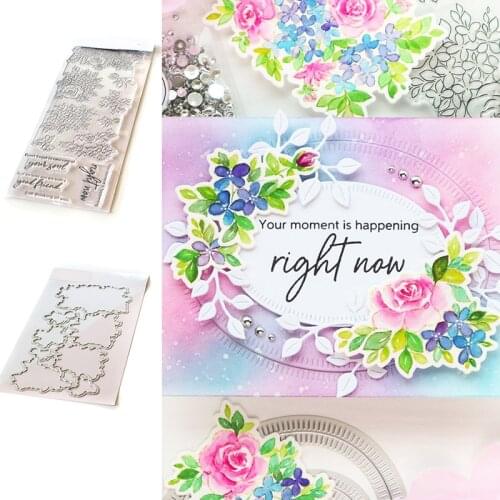 HYDRANGEA AND ROSE Metal Cutting Dies Stamps Scrapbook Diary Secoration Embossing Stencil Template Diy Greeting Card Handmade