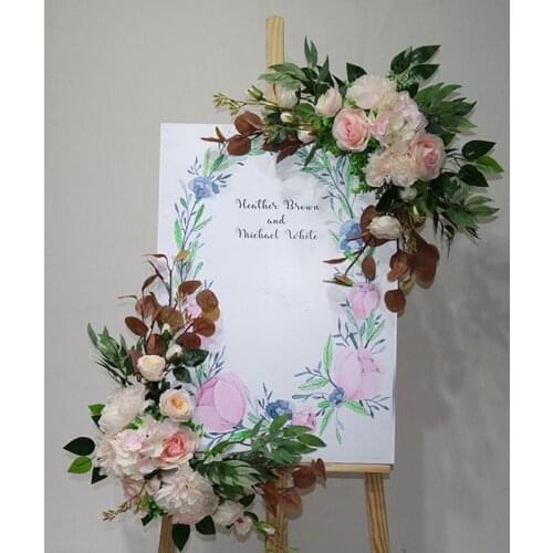Custom size 24 kind wedding floral props welcome card floral artificial creative sign corner floral decor garland flower bouquet