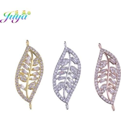 Juya DIY Fashion Jewelry Findings Hand made Leaf Connector Floating Charms Accessoreis For Women Needlework Gift Jewelry Making