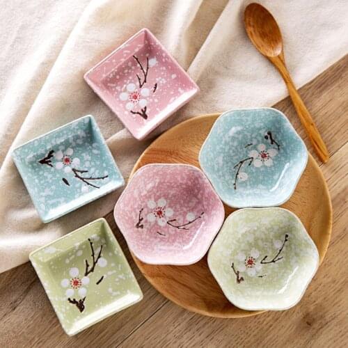 Snowflake Ceramic Saucer Japanese Tableware Vinegar Dish Household Soy Sauce Seasoning Dish Sauce Dipping Dish Snack Plate