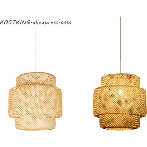 Chinese Bamboo weaving bamboo/Rattan Weaving Pendant light E27 lamps lanterns living room hotel restaurant aisle Pendant Lamp