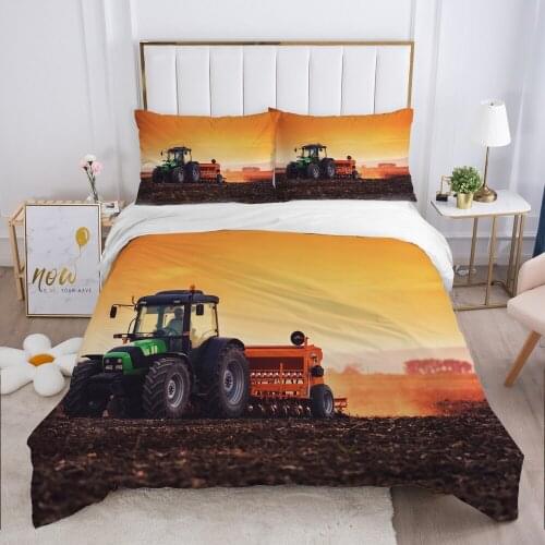 Luxury Duvet cover set Europe Queen King Size 3D Bedding set Print Bed linen Comfortable Quilt cover Bed Set Tractor dusk