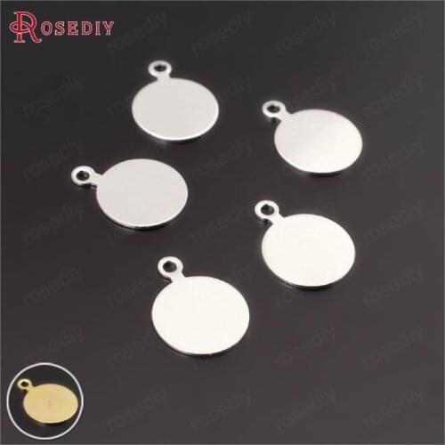 100PCS 10MM,Thickness 0.5MM Silver Color Plated Brass Round Disk Charms Diy Jewelry Findings Earrings Accessories Wholesale