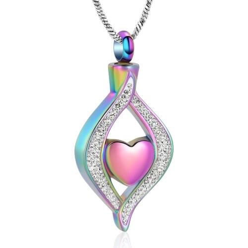 MJD9240 The Heart of my Eye Memorial Ashes Keepsake Cremation Jewelry Urn Pendant Locket Crystal Neckalce with 20 Inch Chain