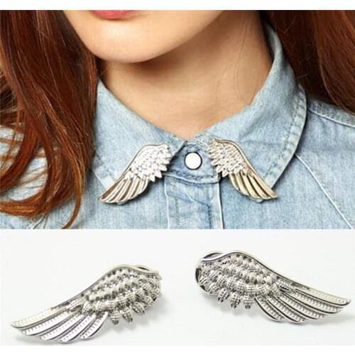 Fashion Punk Wings Style Collar Brooches Pins for Women Jewelry Gift