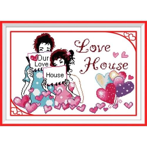 I love my family Cross Stitch Kits Embroidery Needlework Kit Home Decor Printed Canvas DMC Counted printed Cross-stitch set
