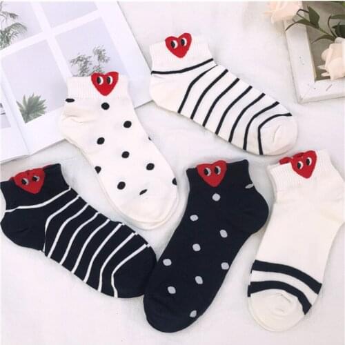 Adult Size Lovely Dot Striped Cotton Socks Cartoon Heart Knitted Casual Sock Spring Autumn Cute Funny Happy Womens Socks Gifts