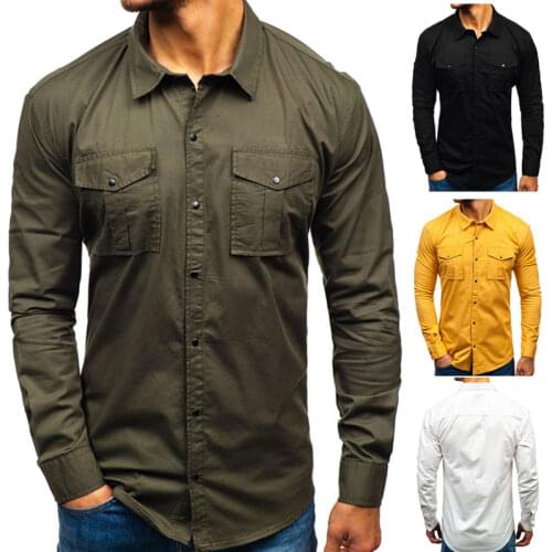 2021 Summer New basis Military Tactical Shirts Men Solid Long Sleeve Casual Dress Shirts Male Cargo Work Shirts Male Tops