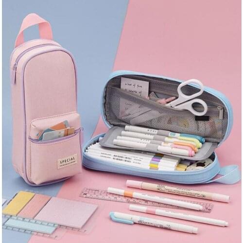 Backpack Shape Pencil Pouch Dust-proof Canvas Teen School Pencil Storage Bag Stationery Supplies