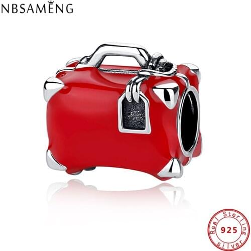 Authentic 100% 925 Sterling Silver 2021 Charms Red Suitcase Charm Fit Original Bracelets Women DIY Gift Jewelry