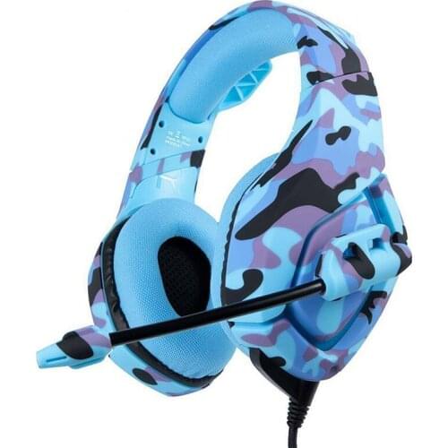 Pohiks 1pc Camouflage Blue RGB Light Luminous Headset Stereo Surround Earphone With Mic For PS4 New Xbox One PC