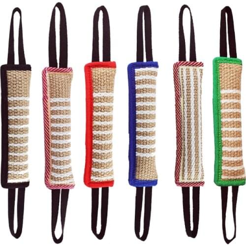 Durable Dog Training Tug Toy Bite Pillow Jute Bite Toy Sleeve with 2Rope Handles Large Dog Training Interactive Play Chewing Toy