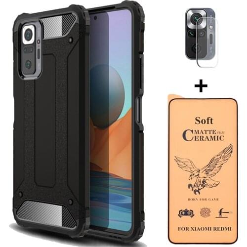 Anti Shock bumper on Redmi Note10 Case Ceramics Film Redmi Note 8 10 T Pro Armor Silicon Phone Case Xiomi RedmiNote 10 Pro Cover