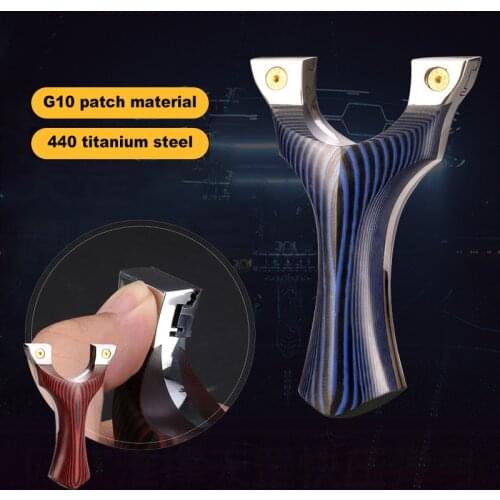 High Quality Titanium Steel Shooting Slingshot G10 Patch Non-cracking Slingshot with Flat Rubber Band Outdoor Hunting Catapult