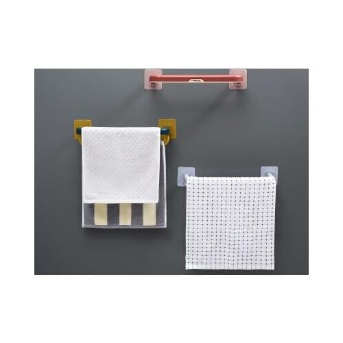 Self-adhesive Towel Holder Rack Wall Mounted Hanger Bathroom Towel Bar Shelf Roll Holder Hanging Hook handkerchief Organizer
