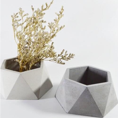 Hexagon Geometric Flower Pot Mold Silicone Concrete Planter Molds Rubber Molds for Plaster Cement Pot Mold for Succulent Plants