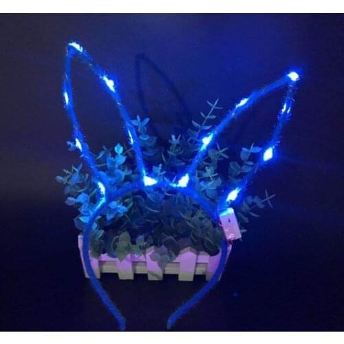 LED flashing colorful 14 cm-long hair-hoop rabbits luminous christmas party birthday head trim retail toy gift wholesale