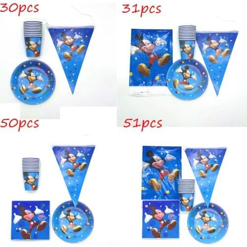 Mickey Mouse Party Supplies Tablecloth Plates Cups Banners Napkins Baby Shower Favors 1 year birthday Party Decorations For Kids