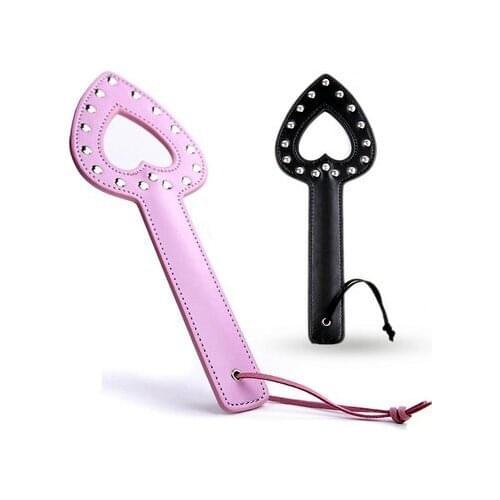 Candiway PU Leather Rivets Hollow Heart-Shaped Spanking Paddle Sex Products Adult SM Game Erotic Toys For Couple (2 Colors)