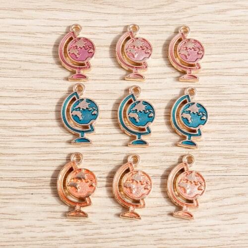 10pcs 11*17mm Alloy Enamel Small Globe Charms Pendant for Jewelry Making DIY Necklaces Drop Earrings Handmade Crafts Accessories